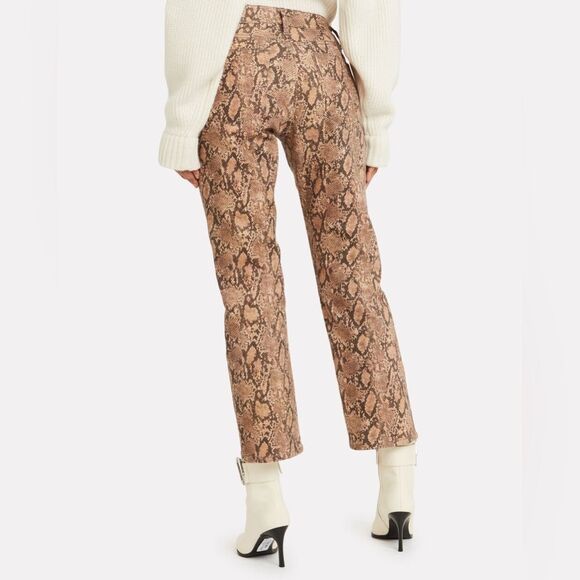 NWOT Frame Le High Straight Leg Python Snakeskin Print Denim Ankle Jeans Size 32 - Picture 2 of 13